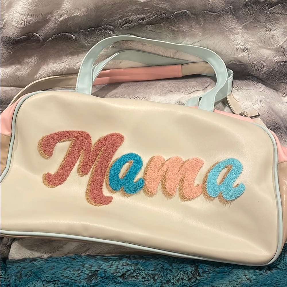 Jadelynn Brooke Mama duffel bag. Stylish Cream and Pastel Women's Bag